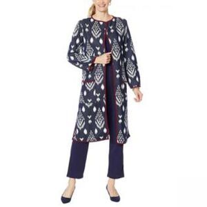 Antthony Womens Knee Length Jacquard Duster Cardigan